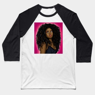 black woman with curls Baseball T-Shirt